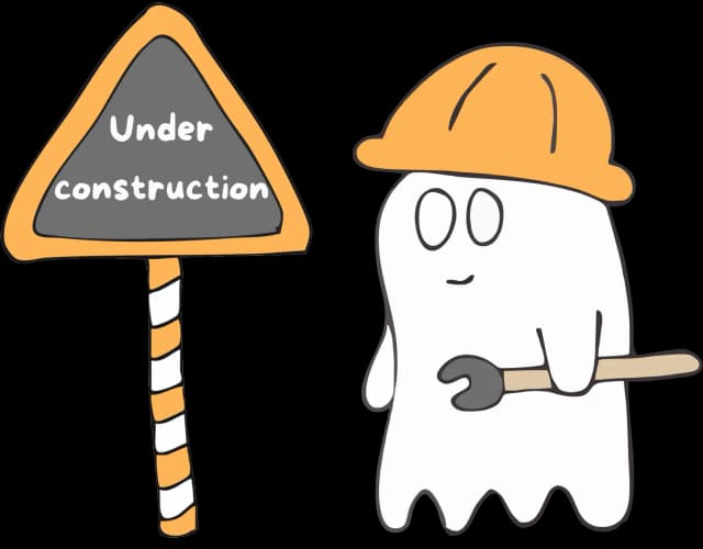 Character with construction sign